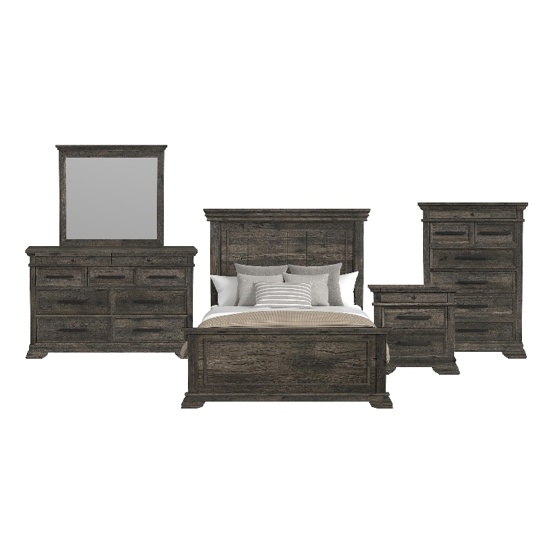 Hyde Queen Panel 5PC Bedroom Set in Charcoal