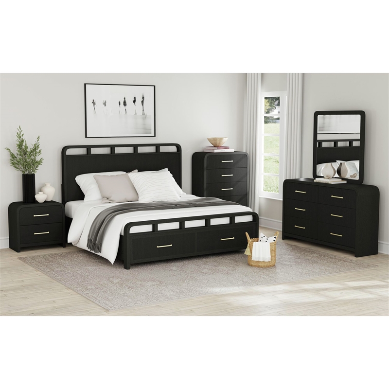 Woodridge King Storage 3PC Bedroom Set in Black with Grain
