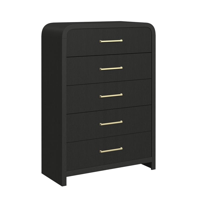 Woodridge  Queen Storage 5PC Bedroom Set in Black with Grain