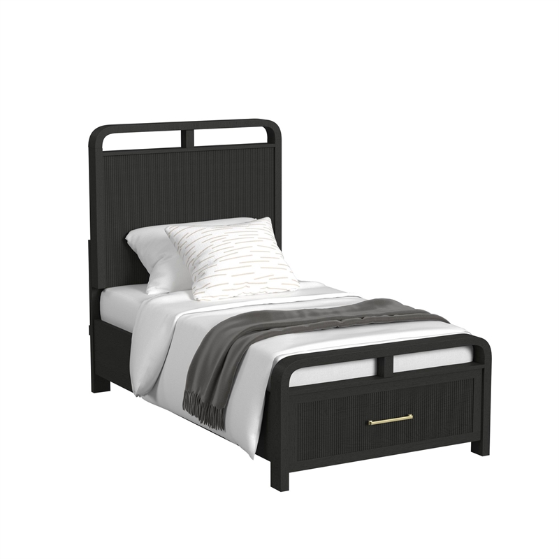 Woodridge  Twin Storage 3PC Bedroom Set in Black with Grain