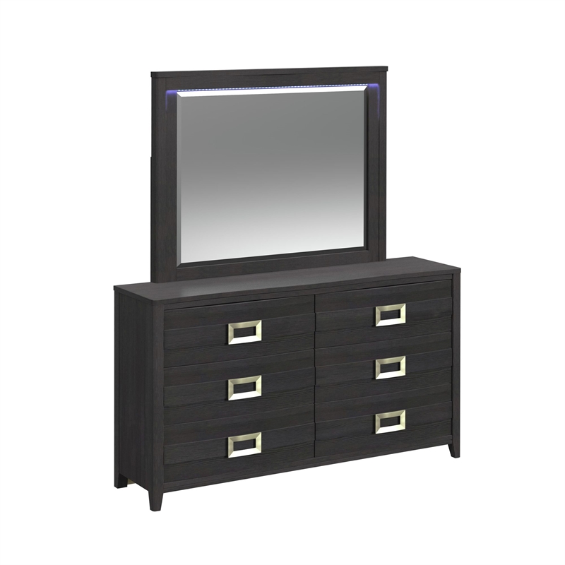 Chett Full 5PC Bedroom Set with LED in Black