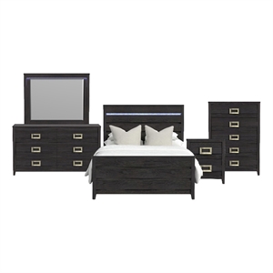 Chett Full 5PC Bedroom Set with LED in Black