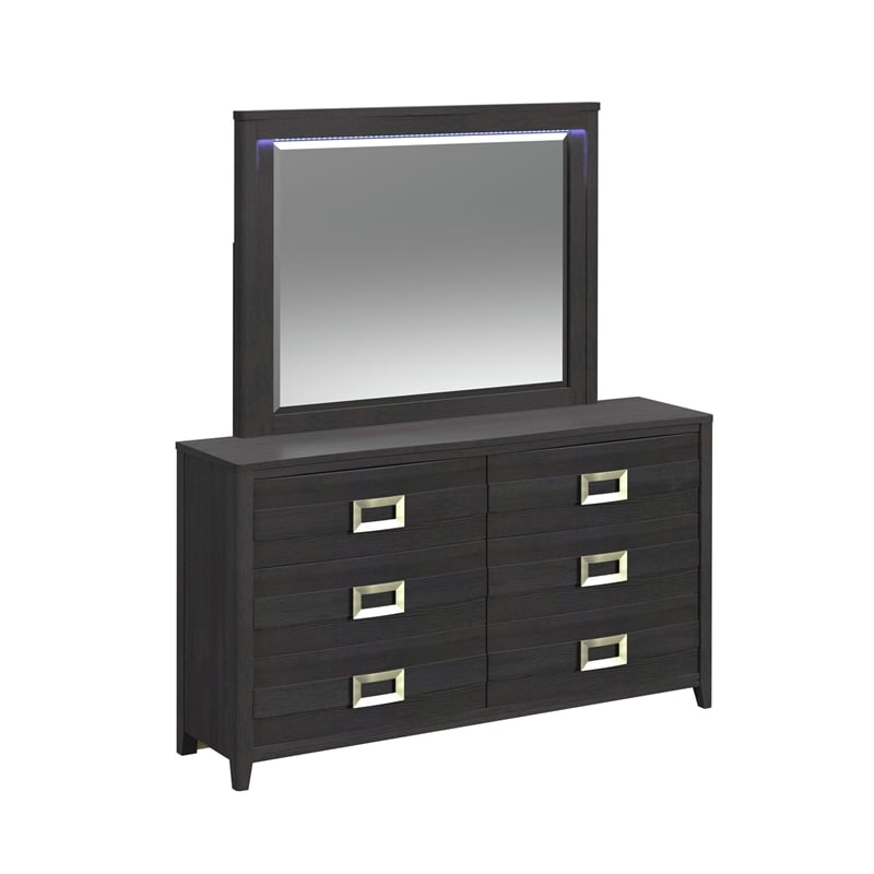 Chett King 5PC Bedroom Set with LED in Black