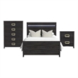 Chett Queen 3PC Bedroom Set with LED in Black