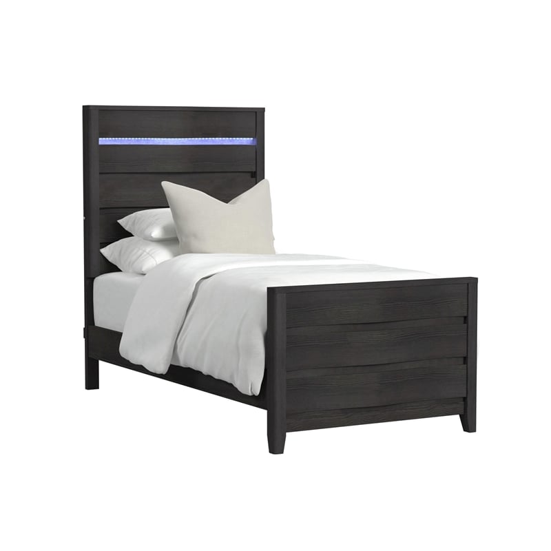 Chett Twin 3PC Bedroom Set with LED in Black