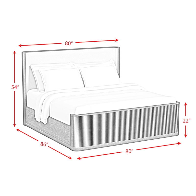 Sutton King UPH 3PC Bedroom Set with White Fabric in Dark Brown