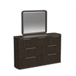 Sutton King UPH 5PC Bedroom Set with White Fabric in Dark Brown