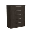 Sutton King UPH 5PC Bedroom Set with White Fabric in Dark Brown