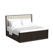 Sutton King UPH 5PC Bedroom Set with White Fabric in Dark Brown