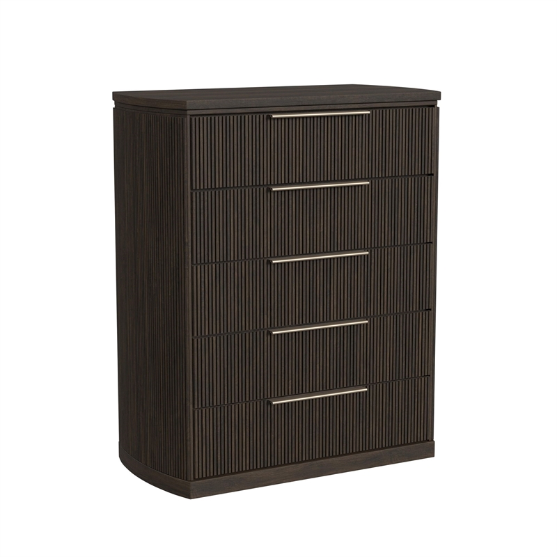 Sutton Queen UPH 3PC Bedroom Set with White Fabric in Dark Brown