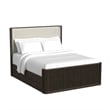Sutton Queen UPH 5PC Bedroom Set with White Fabric in Dark Brown