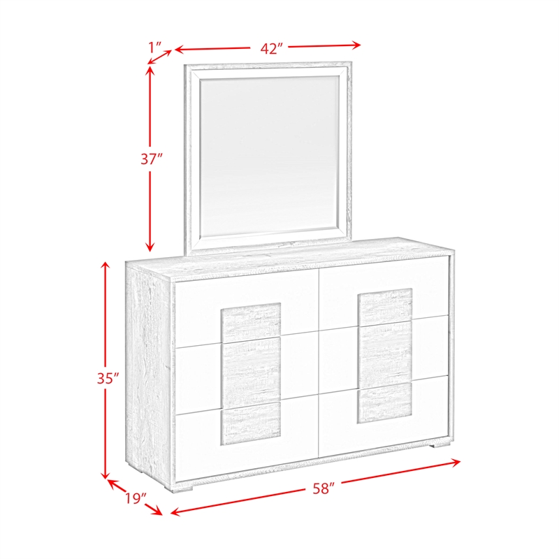 Vega Full 5PC Bedroom Set with LED in Dual Tone