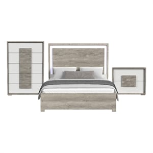 Vega King 3PC Bedroom Set with LED in Dual Tone