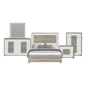 Vega King 5PC Bedroom Set with LED in Dual Tone