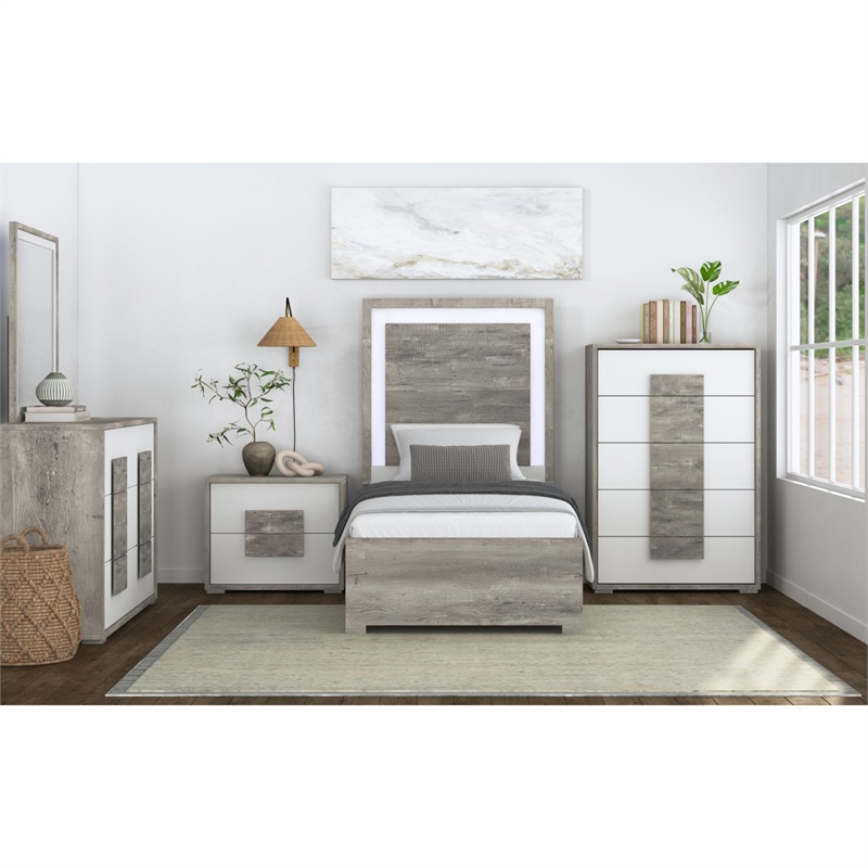 Vega Twin 3PC Bedroom Set with LED in Dual Tone