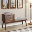 Picket House Furnishings Zuma Bench with Grey Fabric in Walnut