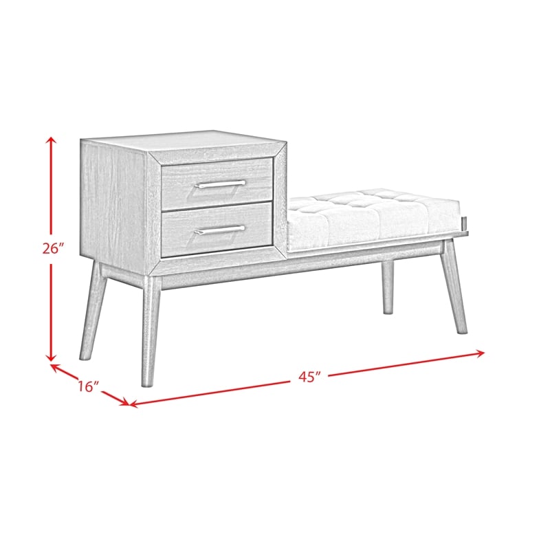 Picket House Furnishings Zuma Bench with Grey Fabric in Walnut