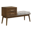 Picket House Furnishings Zuma Bench with Grey Fabric in Walnut