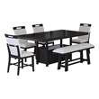 Pinnacle 6PC Counter Height Dining Set in Charcoal Table  Four Chairs Bench