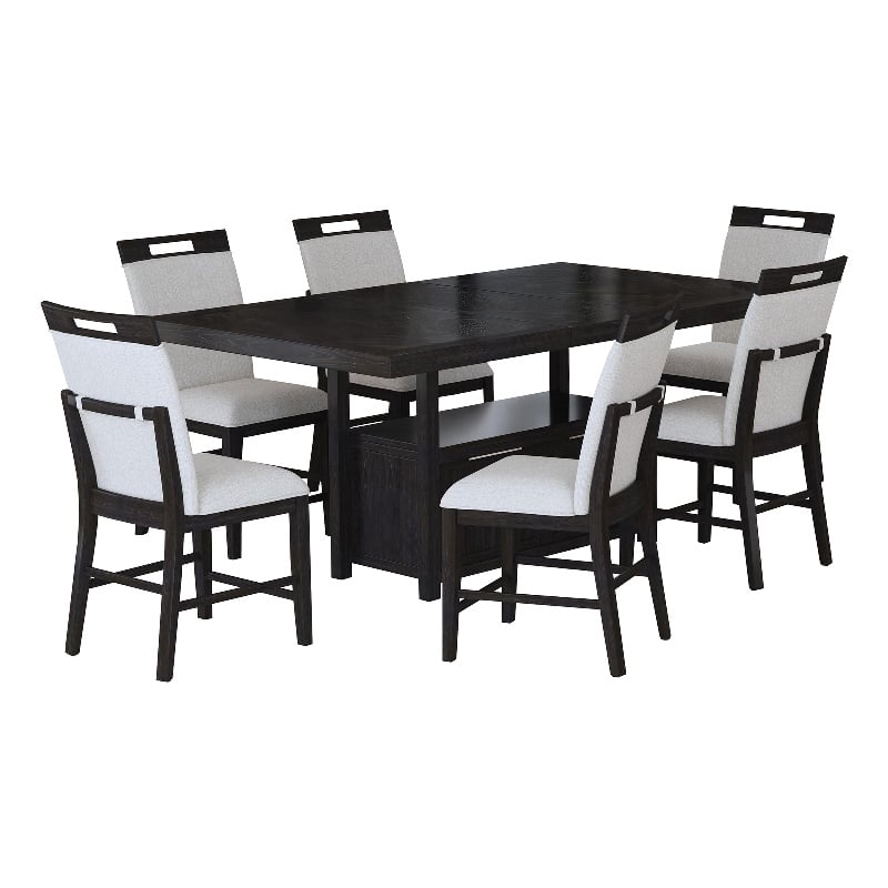Pinnacle 7PC Counter Height Dining Set in Charcoal Table and Six Chairs