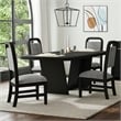Woodridge 5PC Dining Set in Black with Grain Table and 4Grey Fabric Chairs