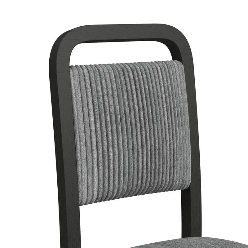 Woodridge 5PC Dining Set in Black with Grain Table and 4Grey Fabric Chairs