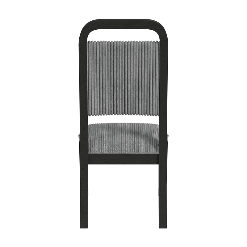 Woodridge 5PC Dining Set in Black with Grain Table and 4Grey Fabric Chairs