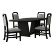 Woodridge 5PC Dining Set in Black with Grain Table and 4Grey Fabric Chairs