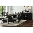 Woodridge 7PC Dining Set in Black with Grain Table and Six Grey Fabric Chairs
