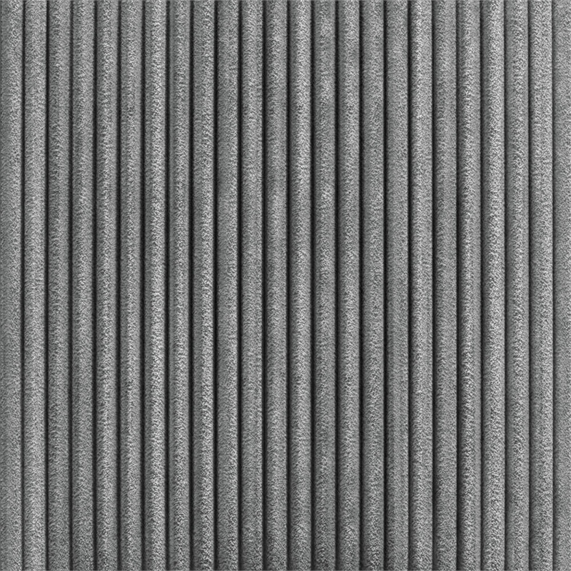 Woodridge 7PC Dining Set in Black with Grain Table and Six Grey Fabric Chairs