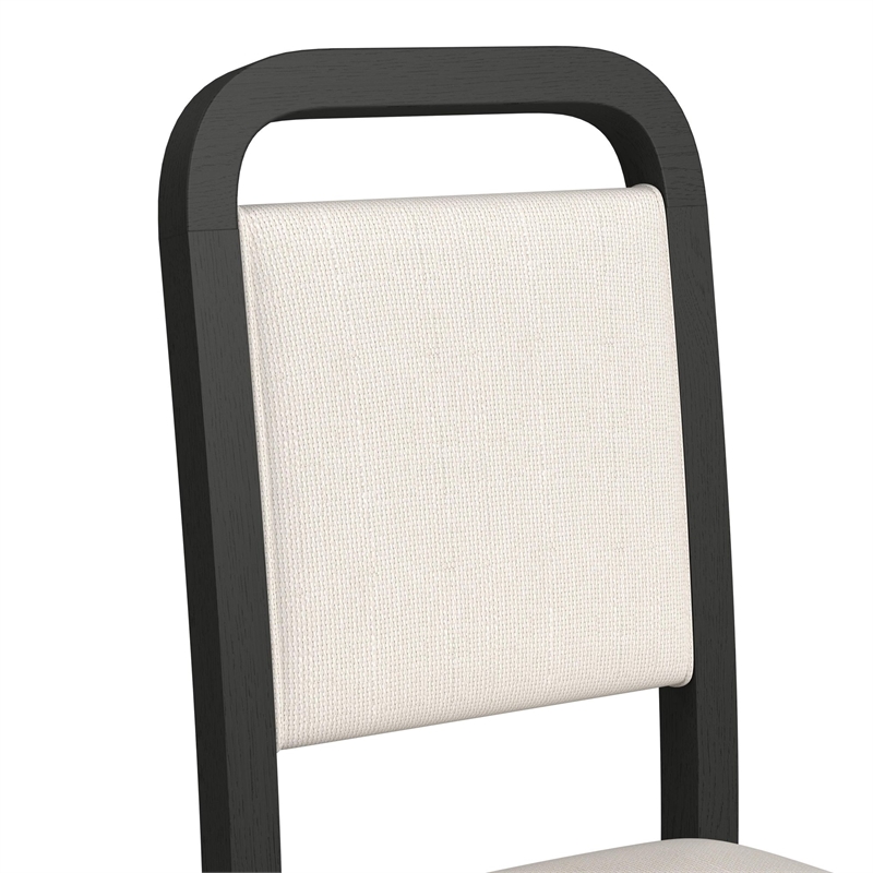 Woodridge 5PC Dining Set in Black with Grain Table and Four White Fabric Chairs