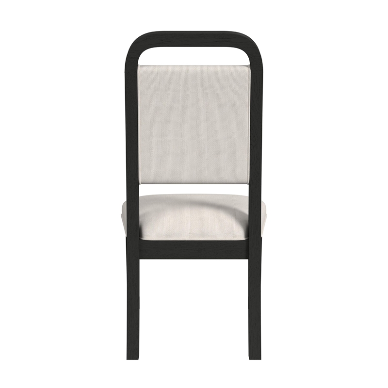 Woodridge 5PC Dining Set in Black with Grain Table and Four White Fabric Chairs