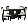Woodridge 5PC Dining Set in Black with Grain Table and Four White Fabric Chairs