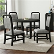 Woodridge 5PC Dining Set in Black with Grain Round Table and Four Grey Chairs