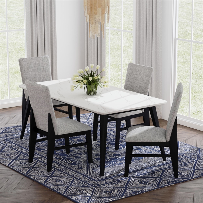 Megan 5PC Standard Height Dining Set in Black Table and Four Chairs