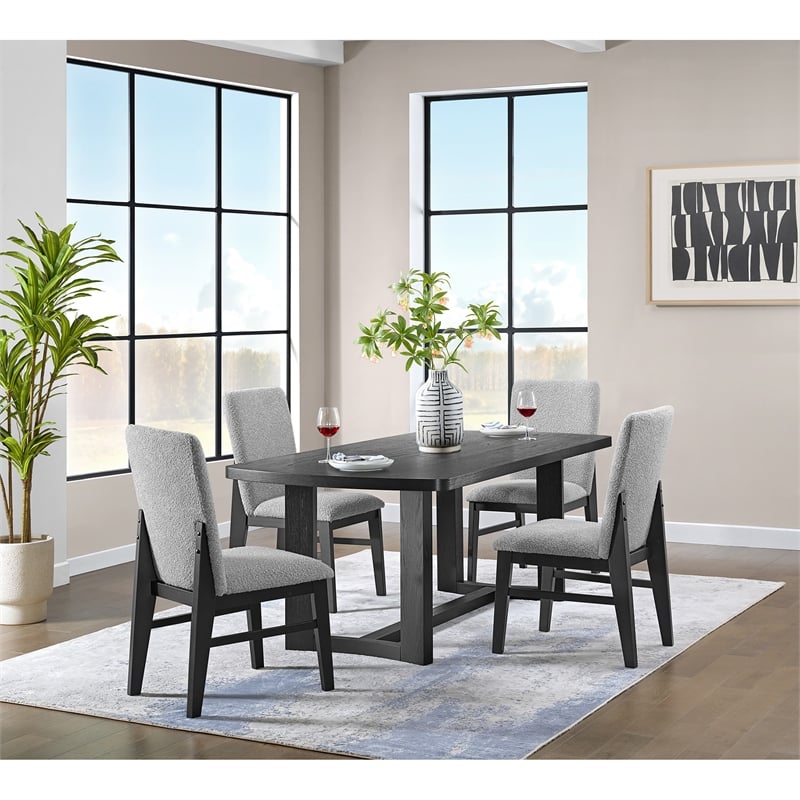 Canal 5PC Standard Height Dining Set in Black Rectangular Table and Four Chairs