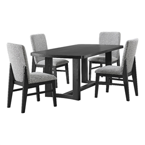 Canal 5PC Standard Height Dining Set in Black Rectangular Table and Four Chairs