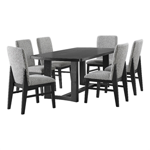 Canal 7PC Standard Height Dining Set in Black Rectangular Table and Six Chairs