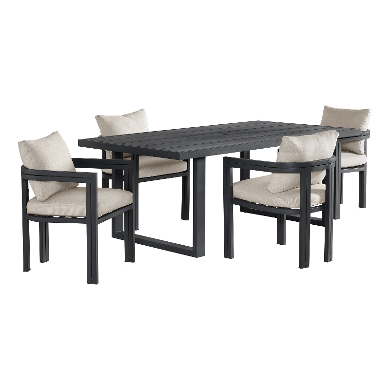 Fresca 5PC Standard Height Dining Set in Dark Grey Table and Four Chairs