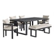 Fresca 6PC Standard Height Dining Set in Dark Grey Table  Four Chairs and Bench
