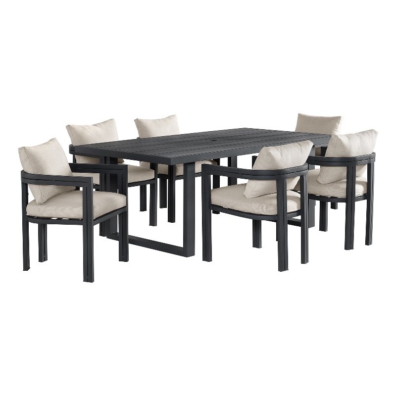 Fresca 7PC Standard Height Dining Set in Dark Grey Table and Six Chairs