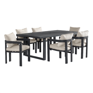 Fresca 7PC Standard Height Dining Set in Dark Grey Table and Six Chairs