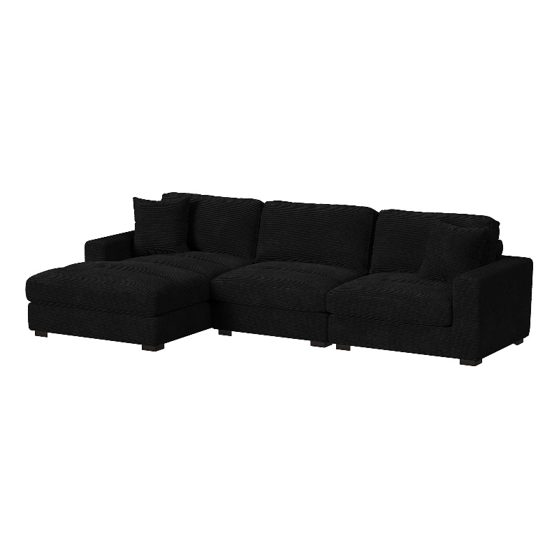 Mesa 3PC Sectional Set with LHF Chaise in Steno Black