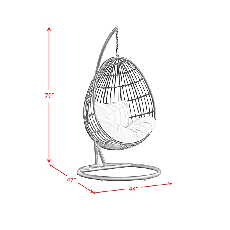 Fresca Swing Egg Chair with Base and Pillar Dark Grey and Olefin Beige