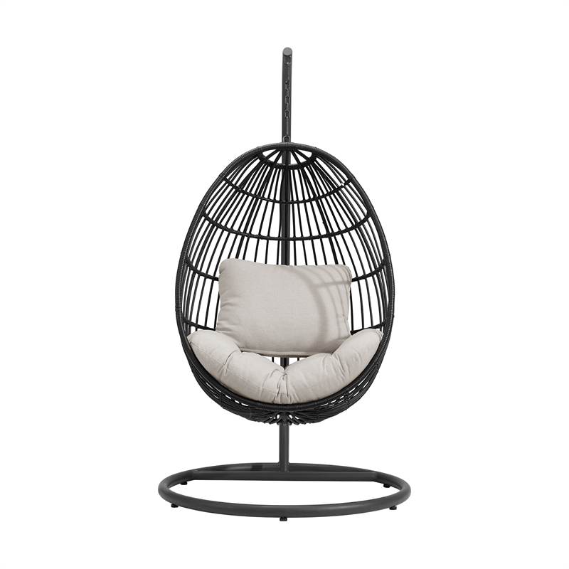 Fresca Swing Egg Chair with Base and Pillar Dark Grey and Olefin Beige