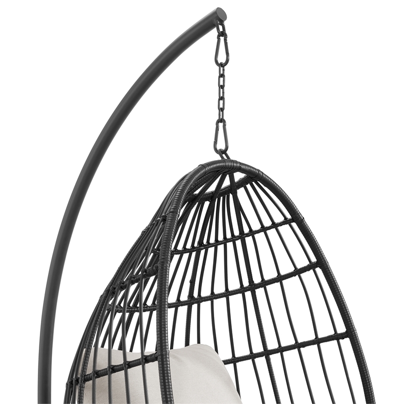Fresca Swing Egg Chair with Base and Pillar Dark Grey and Olefin Beige