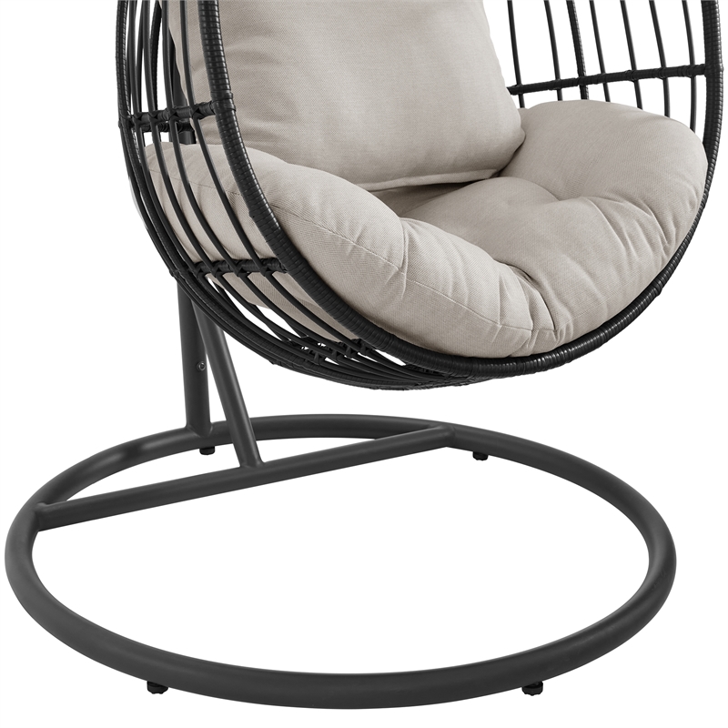 Fresca Swing Egg Chair with Base and Pillar Dark Grey and Olefin Beige