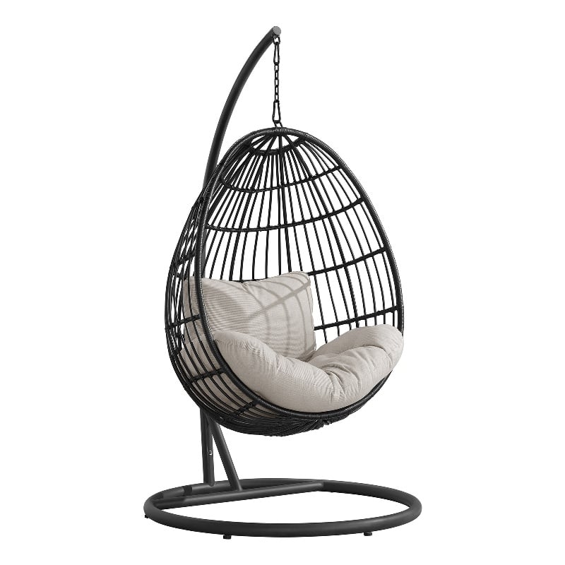 Fresca Swing Egg Chair with Base and Pillar Dark Grey and Olefin Beige