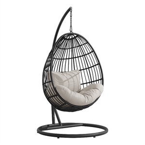 Fresca Swing Egg Chair with Base and Pillar Dark Grey and Olefin Beige