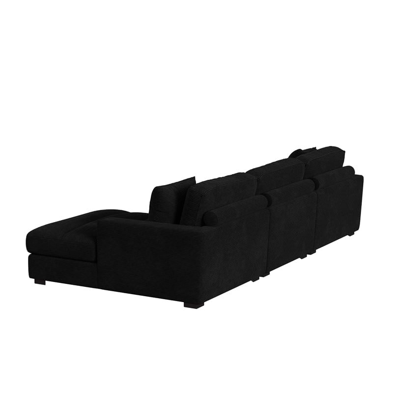 Mesa 3PC Sectional Set with RHF Chaise in Steno Black